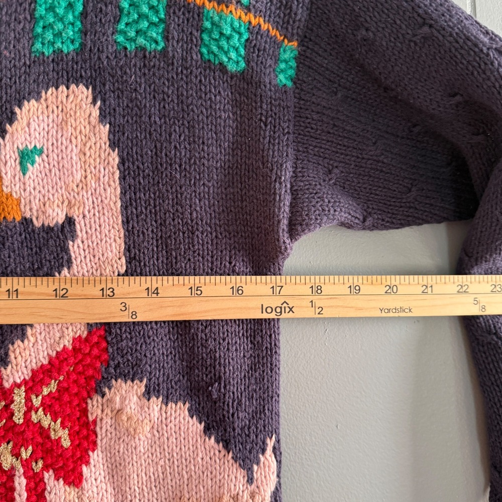 Vtg Casual Corner Christmas Porch Goose Heart Button Cardigan Sweater Navy Small - Picture 6 of 9